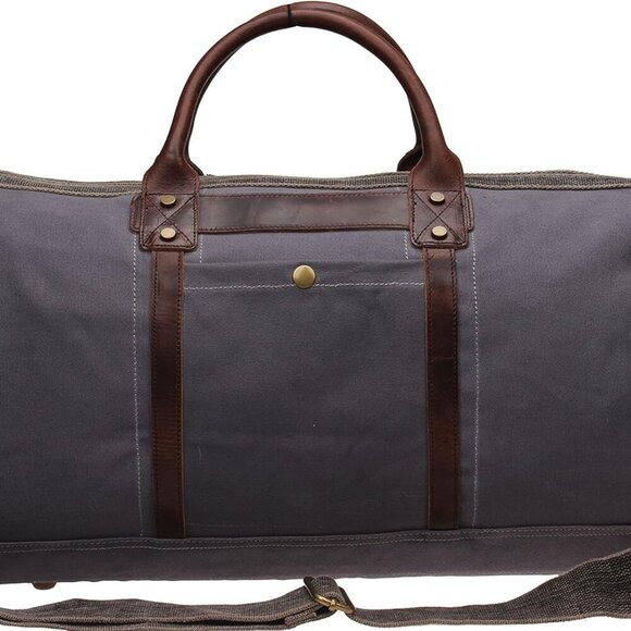 21in X-Large Durable Canvas Weekend Travel Tote Genuine
Leather Trim Carryon - Picture 3 of 7